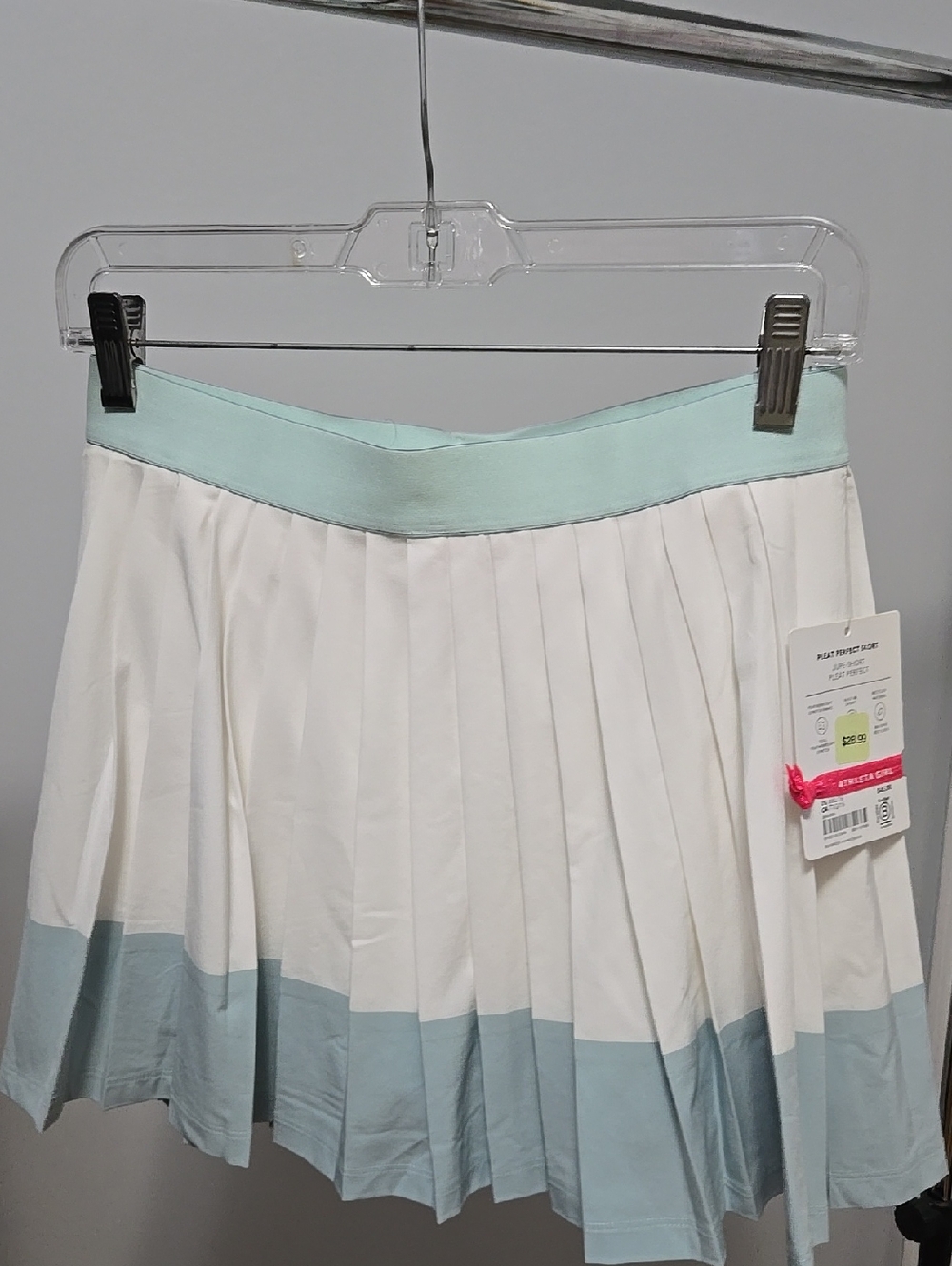 Athleta Girls White Pleated Skort with Light Blue Details